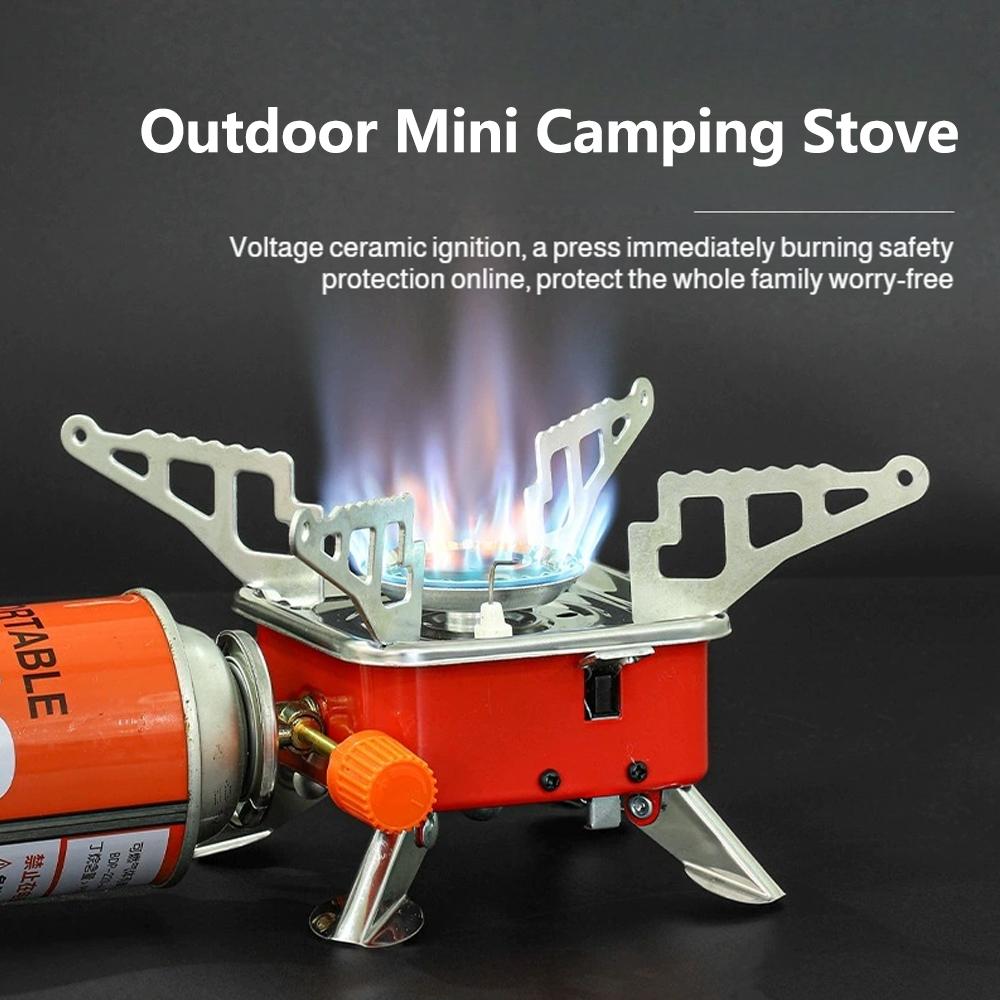 Camping Cooking Wood Stove - Tragbarer Faltbarer Windgeschützter Camping-Gaskocher mit Hochleistungsbrenner