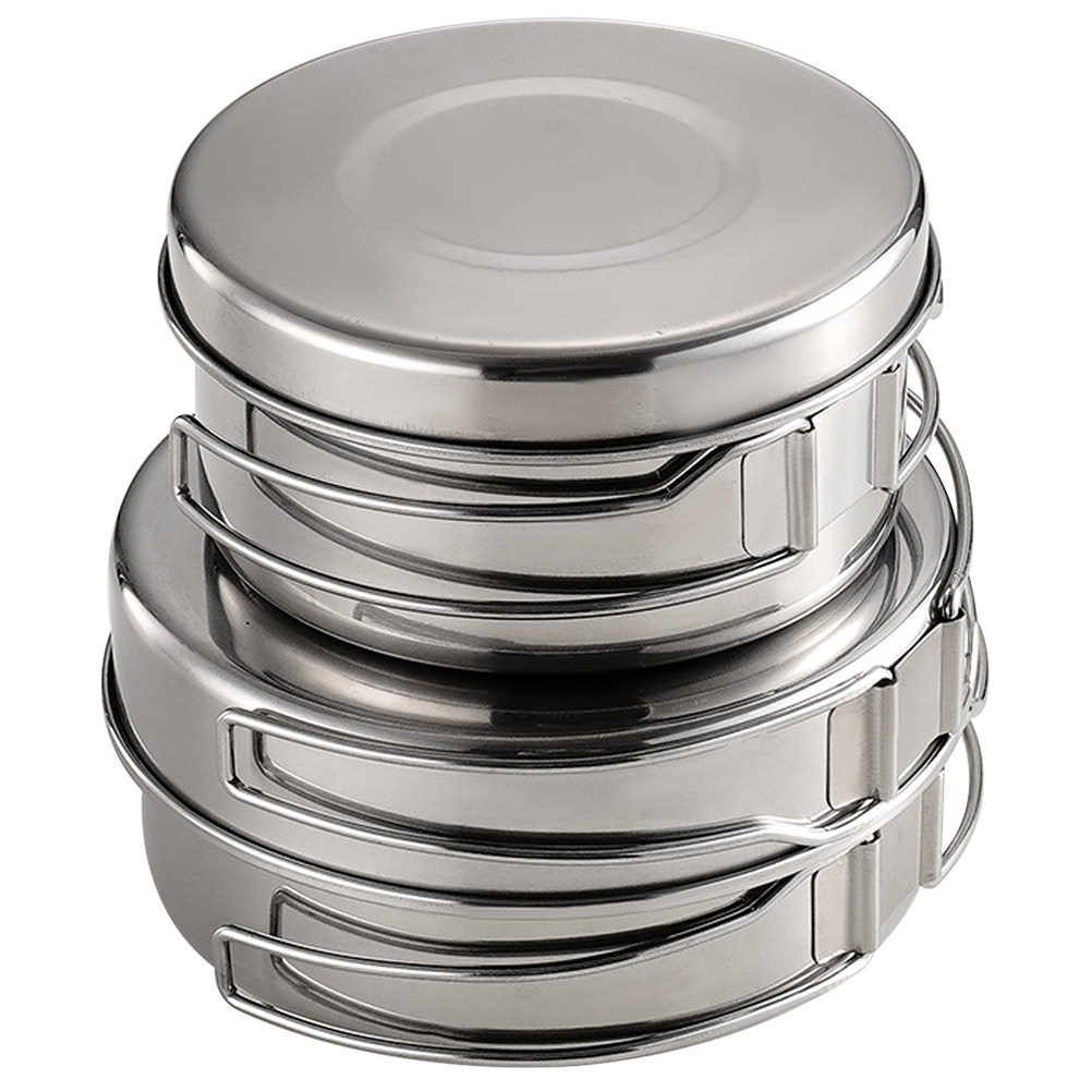 Camping Lightweight Cooking Pot - 1 Set Outdoor-Camping-Kochgeschirr aus Edelstahl, tragbares,