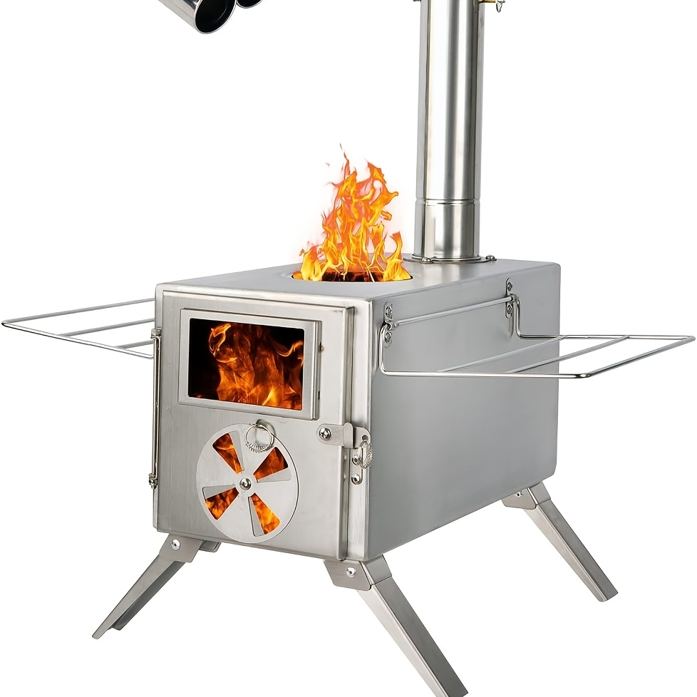 Camping Cooking Wood Stove - Camping-Holzofen aus Edelstahl, tragbarer Holzofen für