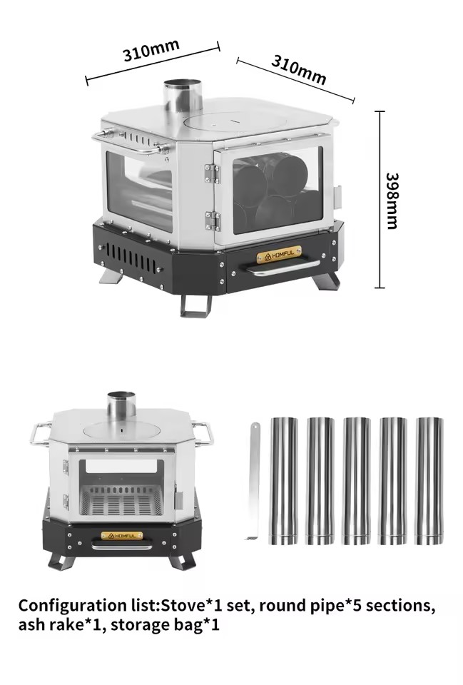 Camping Cooking Wood Stove - HOMFUL Tragbarer Holzofen für Heimheizung und