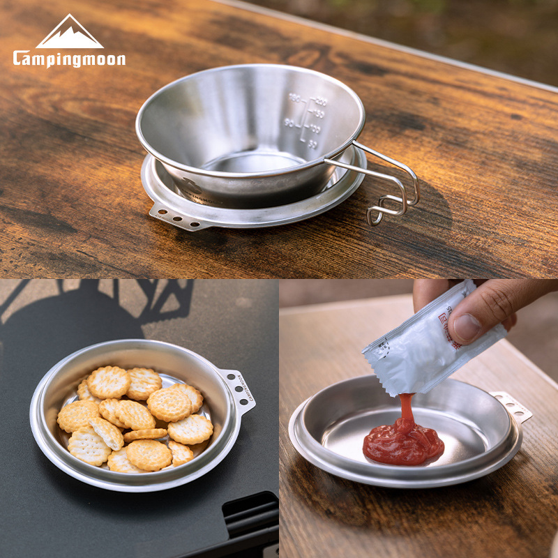 Camping Cooking Bowl - CAMPINGMOON S-SD Verdickte Edelstahl-Bratpfanne Tiefe Schneeschalen-Abdeckung