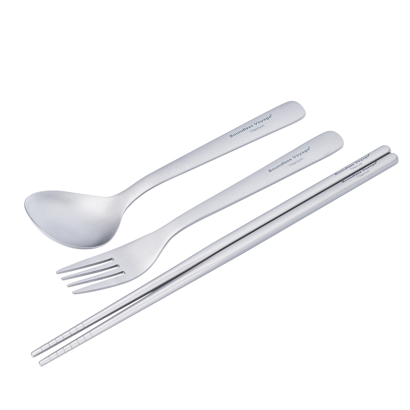 Camping Cooking Knife Set - Boundless Voyage Ultraleichtes Titan-Kochset mit Löffel,