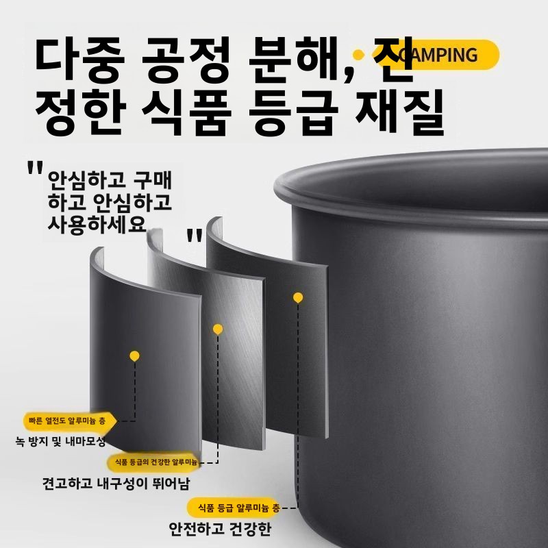 Camping Lightweight Cooking Pot - Outdoor-Camping-Kochgeschirr-Set Tragbares Leichtgewichtiges Stapelbares Topf-Pfannen-Set Antihaft-Aluminiumlegierung