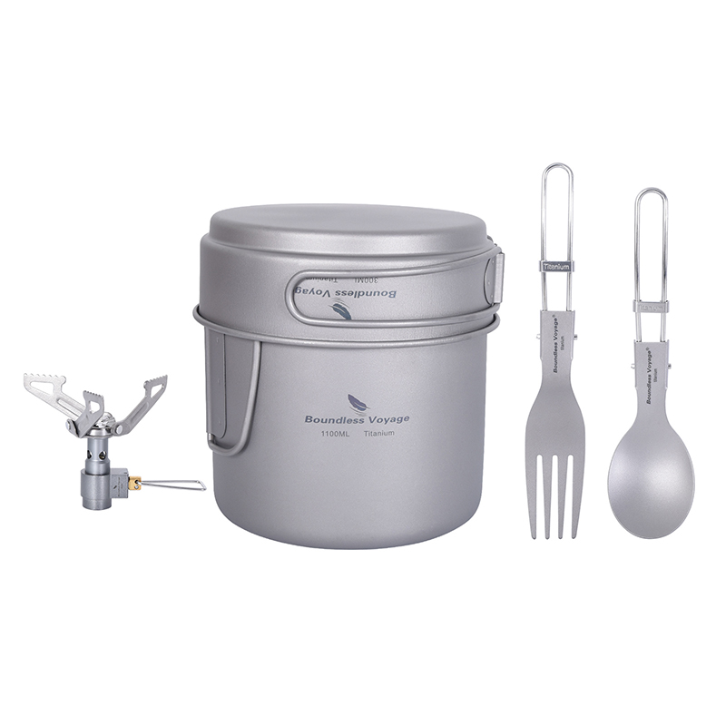 Camping Cooking Pot Set - Boundless Voyage Titan-Kochset mit Topf, Löffel,