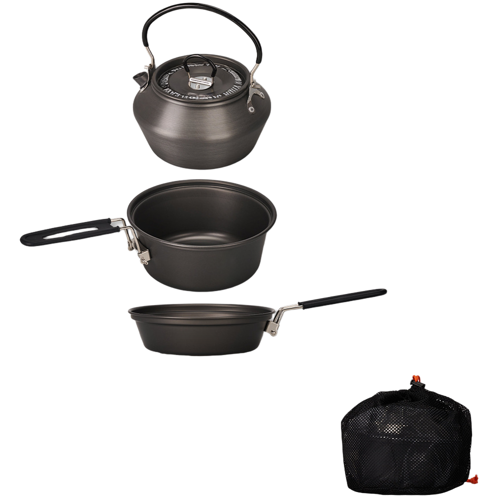 Camping Lightweight Cooking Pot - Leichtes Camping-Kochgeschirr-Set aus Aluminiumlegierung, 3-teilig, Topf