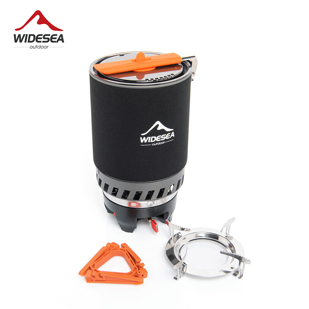 Camping Cooking Pot Set - Widesea Camping-Kochsystem mit Wärmetauscher, Outdoor-Gasbrenner, Herd,