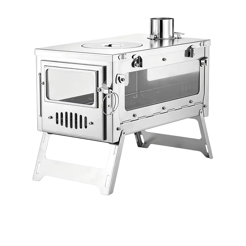 Camping Cooking Wood Stove - Edelstahl-Holzofen für Outdoor-Camping & Wandern, ultraleicht,