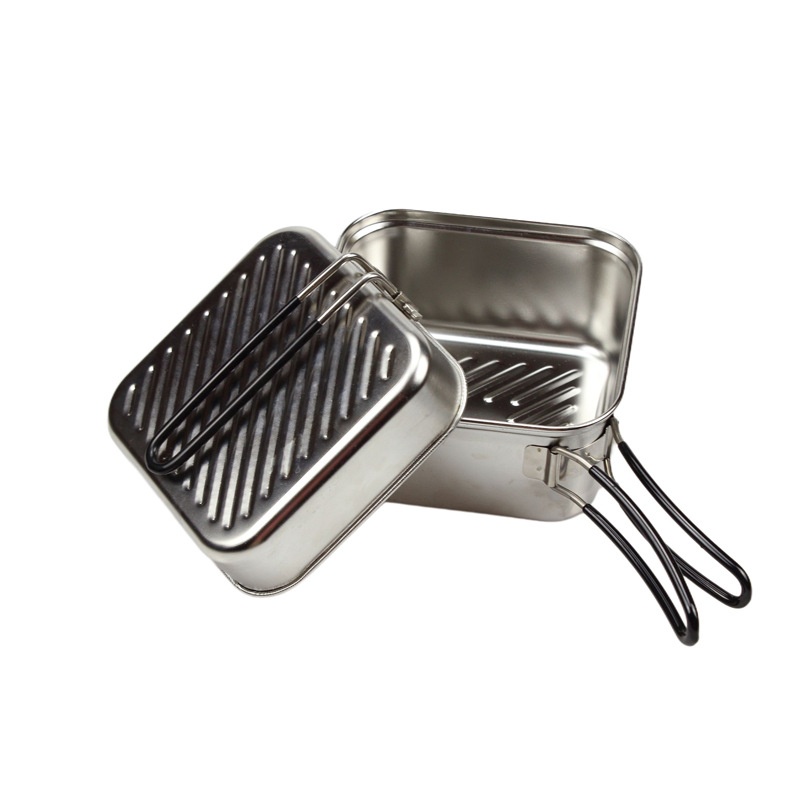 Camping Lightweight Cooking Pot - Outdoor-Kochset aus Edelstahl, Leichter 1,1L Faltbarer
