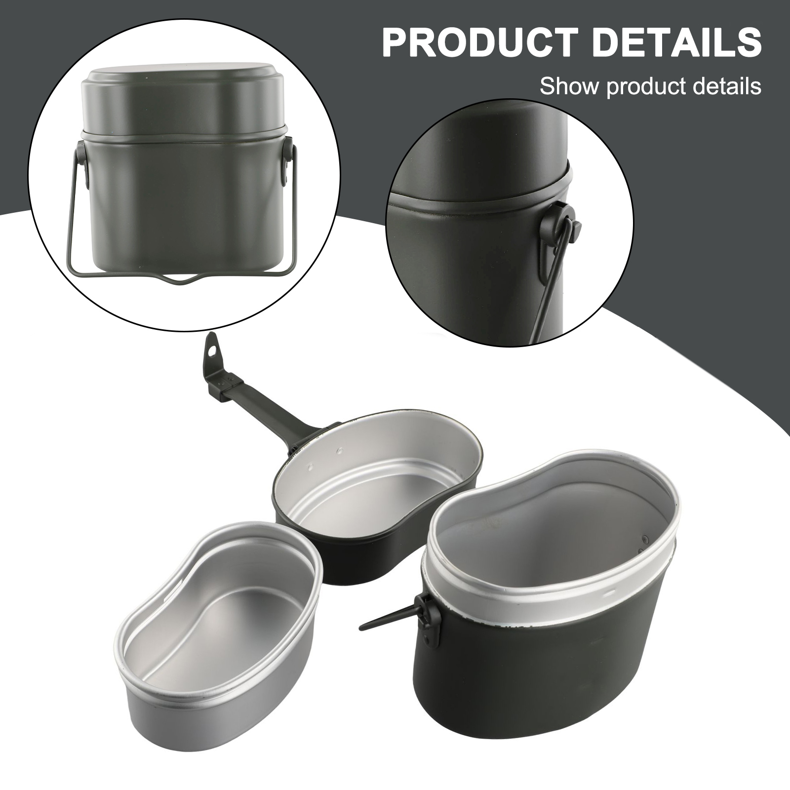 Camping Cooking Kit Box - Tragbare Camping-Geschirrsets, 3-in-1-Camping-Kochgeschirr-Set, Wander-Kochgeschirr, Armee-Geschirrset, Kochgeschirr-Sets,