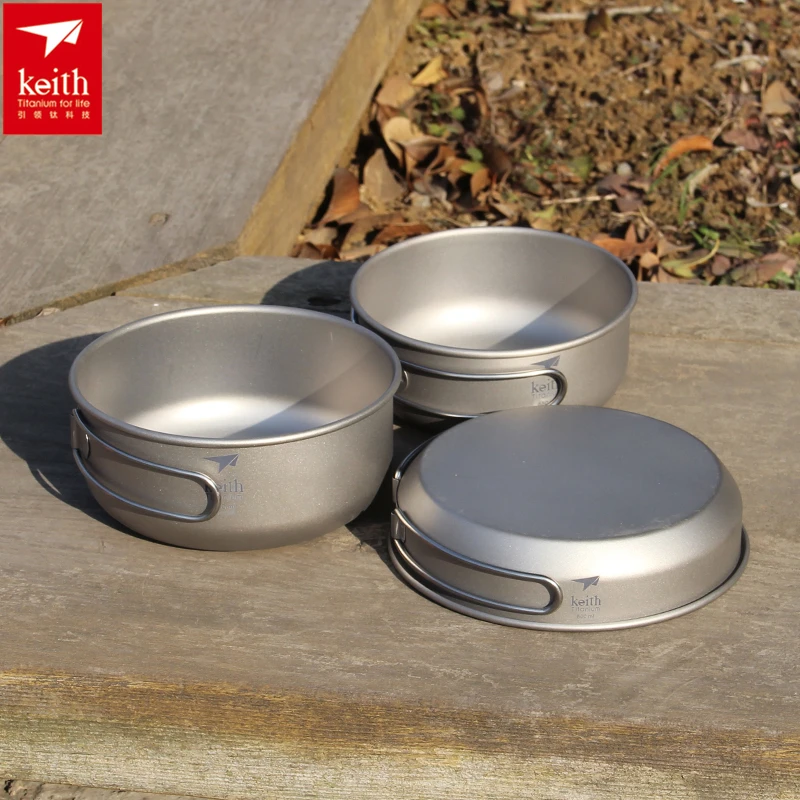 Camping Cooking Bowl - Keith 3pcs Titan Kochgeschirr Pfannen Schalen