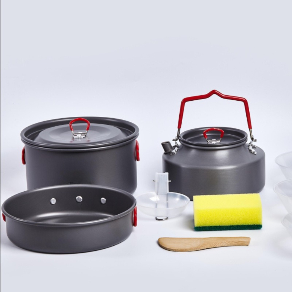 Camping Cooking Pot Set - Outdoor-Kochgeschirr-Set, Kochutensilien, Ausrüstung für die Wildnis,