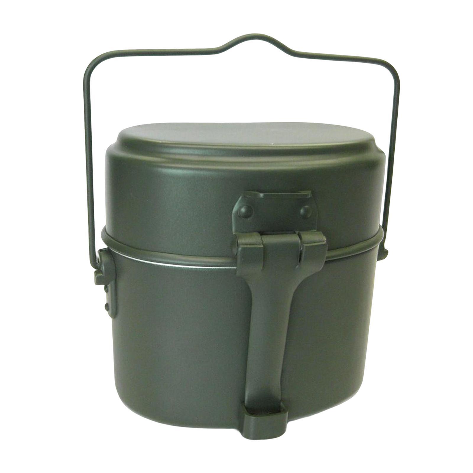 Camping Cooking Kit Box - 3-teiliges Set Lunchbox, Aluminiumtopf und Pfanne,