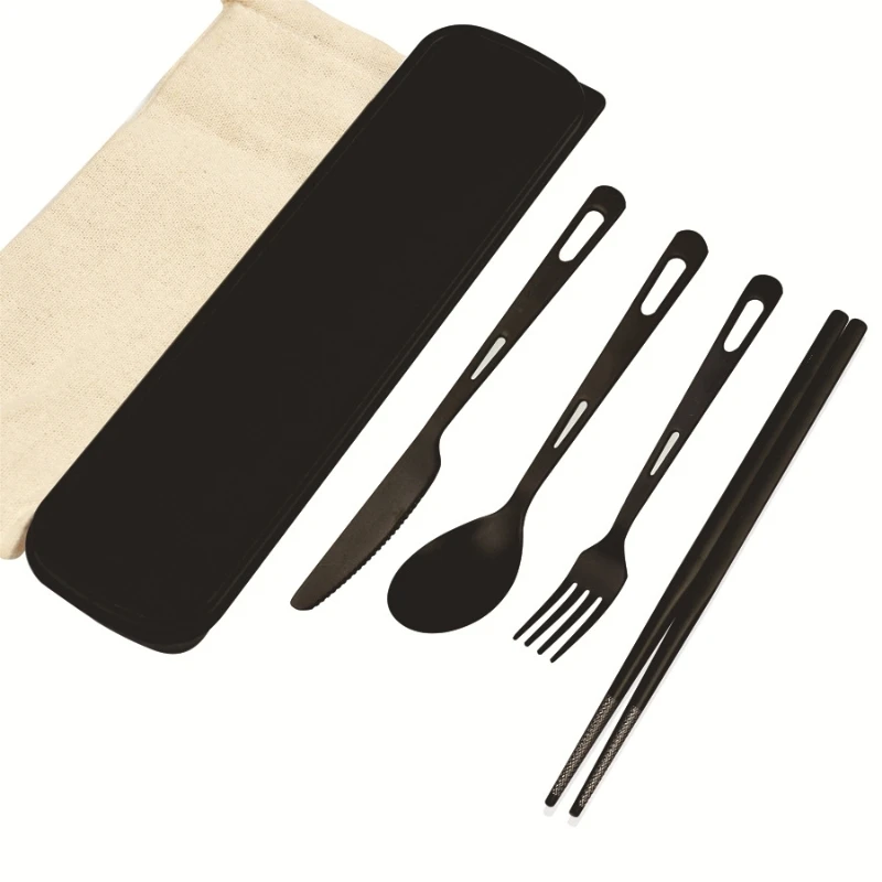 Camping Cooking Knife Set - Reines Titan Schwarzes Besteck-Set für Outdoor