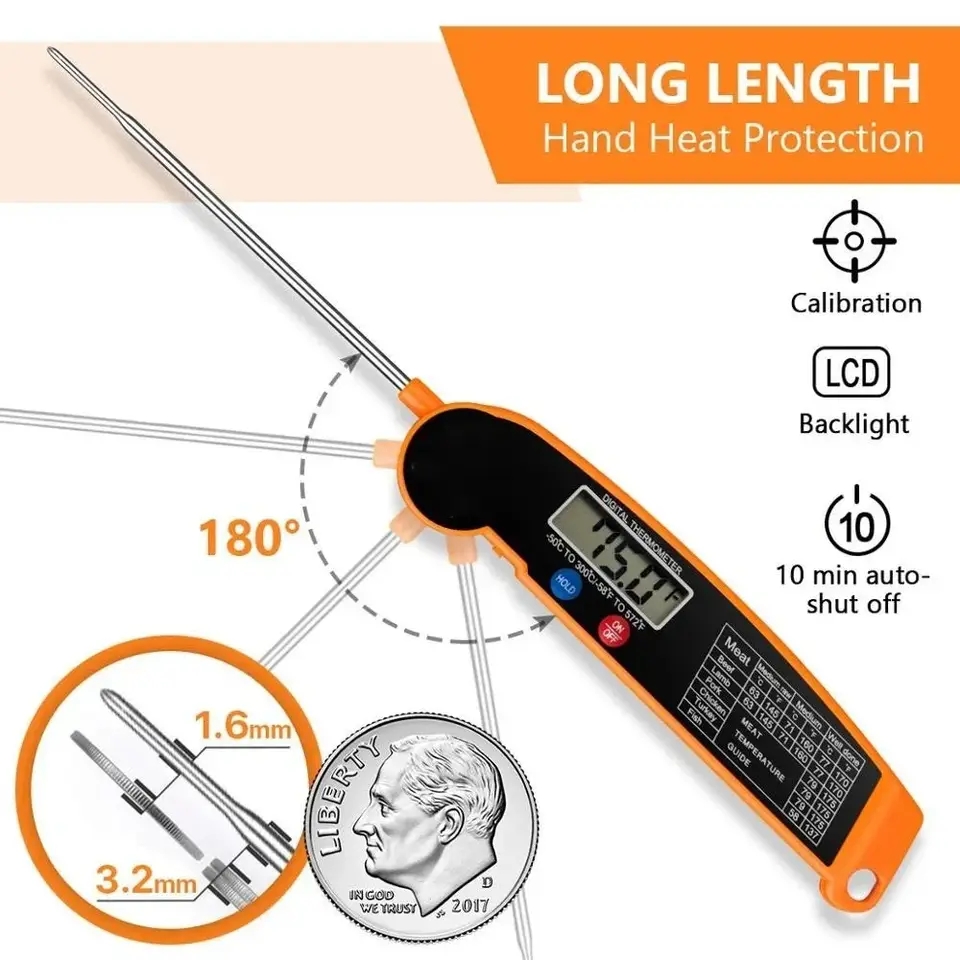 Camping Cooking Meat - Wasserdichtes Digitales Küchenthermometer mit Hintergrundbeleuchtung und