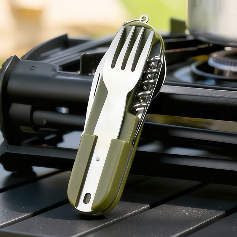 Camping Cooking And Cutlery Set - Neues 7-in-1 Camping-Besteckset aus Edelstahl –