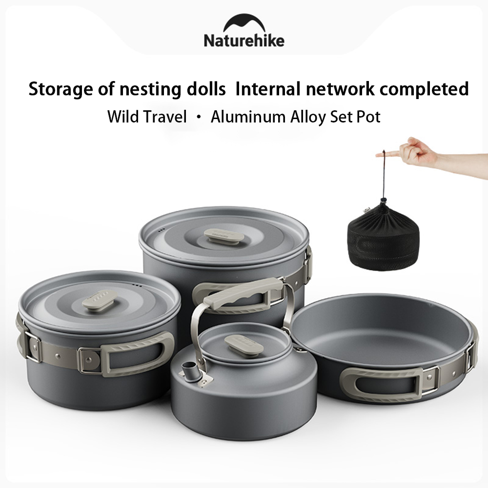 Camping Cooking Pot Set - Naturehike Outdoor-Topfset, Camping-Kochausrüstung, tragbare Bratpfanne aus