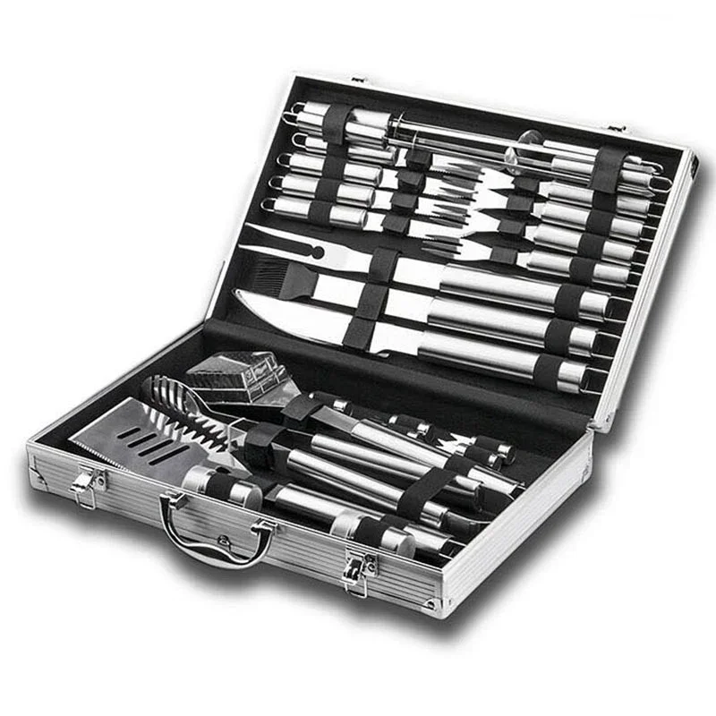 26-teiliges Set Edelstahl-BBQ- – Camping Cooking Kit Box Bewertung und Preis