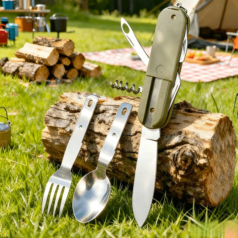 Edelstahl 7-in-1 Camping-Beste – Camping Cooking And Cutlery Set Bewertung und Preis