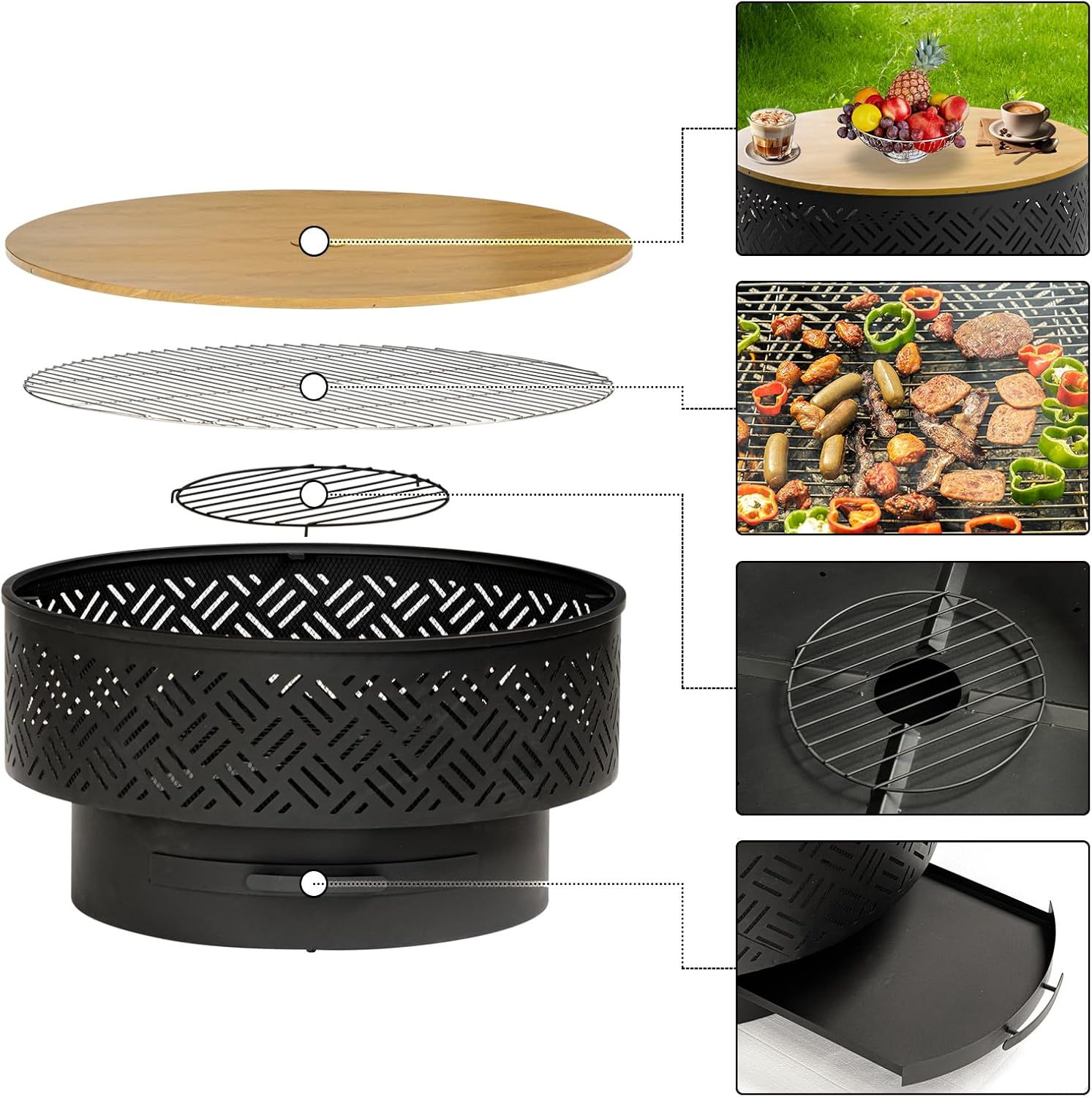 32 Zoll runder Metall-Feuertis – Camping Cooking Table Bewertung und Preis